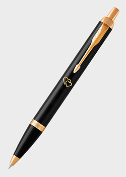 Шариковая ручка Parker IM 17 Black GT BP Сердечки с позолотой, фото